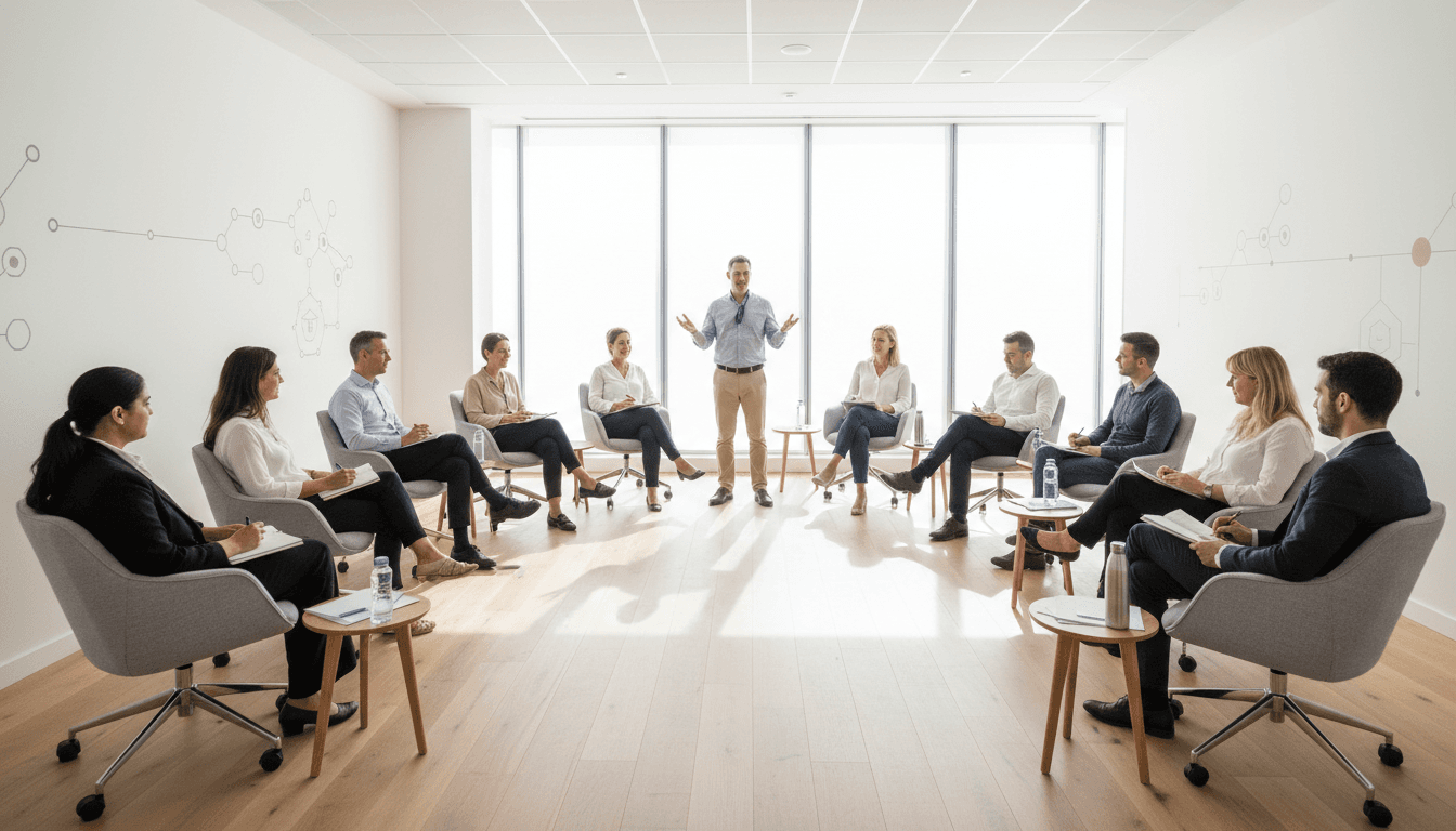 Étudiants professionnels en séminaire de leadership à l'Ethos Global Academy